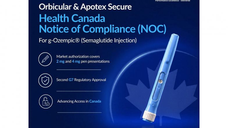 Business News | Orbicular Announces Health Canada Approval for a G-Ozempic (Semaglutide Injection) in Partnership with Apotex