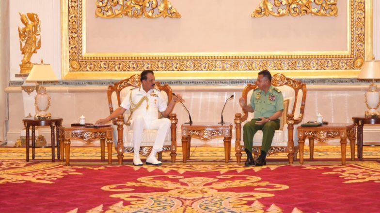 World News | India-Myanmar Bolster Maritime Partnership, Discuss Expanding Defence Collaboration During Visit of Navy Chief Admiral Dinesh Tripathi