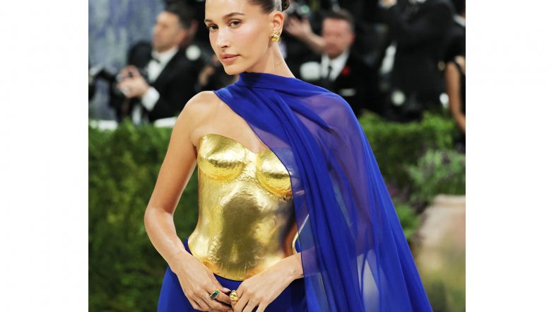 Entertainment News | Met Gala 2026: Hailey Bieber Channels Greek Goddess Energy in Gold Armour-style Saint Laurent Look