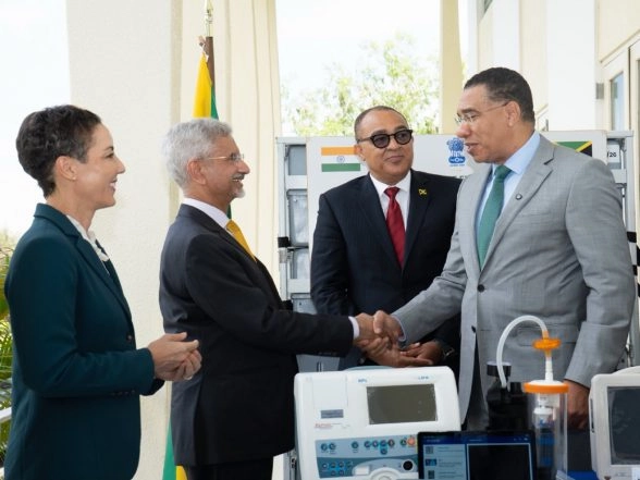 World News | EAM Jaishankar Meets Jamaican PM Holness; Hands over BHISHM Cubes to Bolster Bilateral Ties and Disaster Readiness