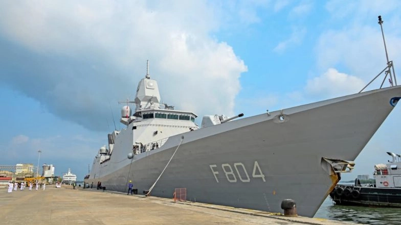 World News | Royal Netherlands Navy Ship Arrives in Kochi, Escorted by Fast Interceptor Craft of Indian Navy