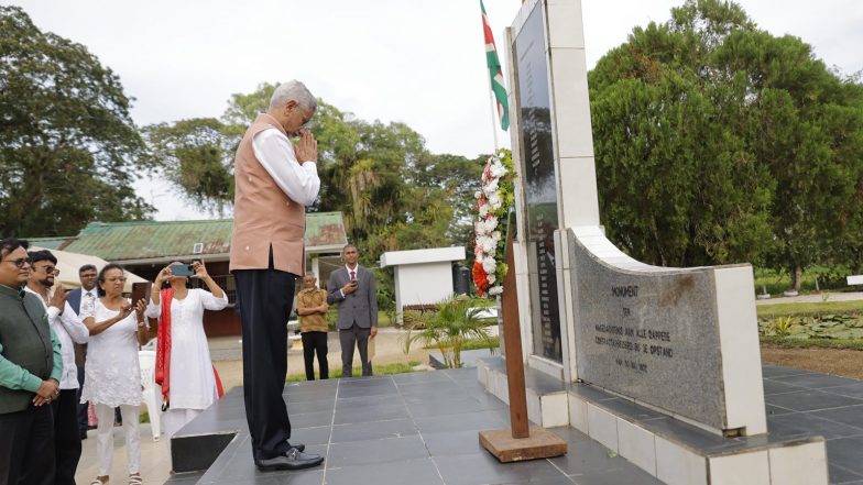 World News | EAM Pays Tribute at 'Monument for the Fallen Heroes' in Suriname's Mariënburg, Recalls Girmitya Struggle