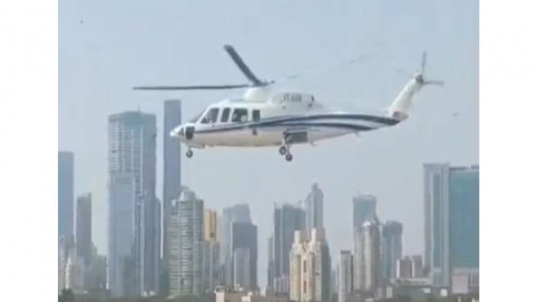 India News | Eknath Shinde's Helicopter Returns Mid-air Due to Bad Weather Conditions, Lands Safely at Juhu Helipad