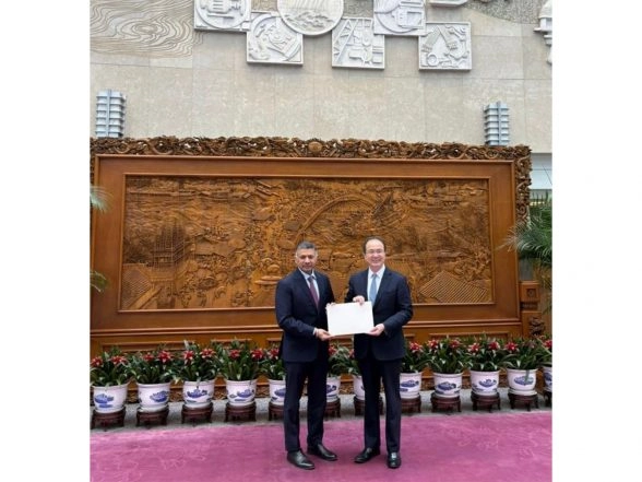 World News | Indian Ambassador to China Vikram Doraiswami Presents Credentials to Chinese Foreign Ministry Official in Beijing