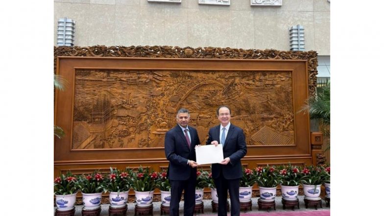 World News | Indian Ambassador to China Vikram Doraiswami Presents Credentials to Chinese Foreign Ministry Official in Beijing