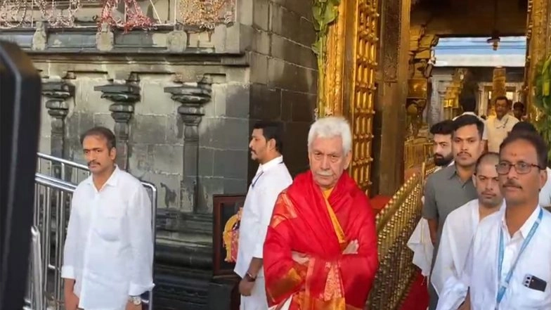 India News | J-K LG Manoj Sinha Offers Prayers at Tirumala Venkateswara Temple, Performs Abhishekam Ceremony