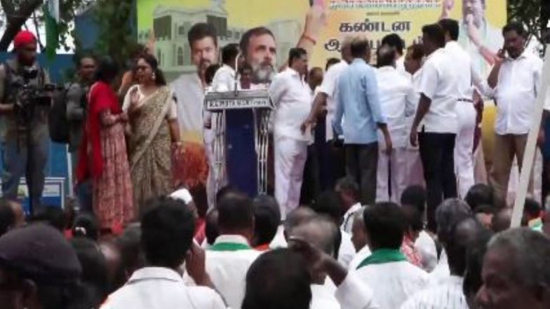 India News | Tamil Nadu Congress Stages Protest in Chennai Amid Uncertainity over Vijay's Swearing-in