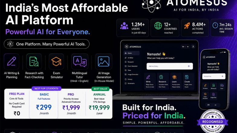 Business News | Meet Atomesus: The Indian AI Platform That Could Be the Most Affordable in the World -- Starting at Just ₹299 a Month