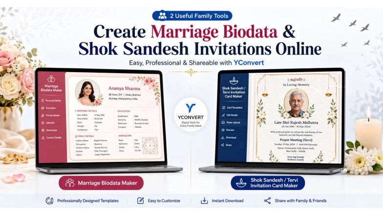 Business News | Create Marriage Biodata and Shok Sandesh Invitations Easily Online with YConvert