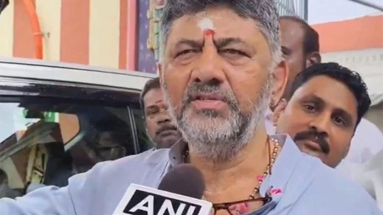 India News | Karnataka: Dy CM Shivakumar Visits Thirunallar Temple, Calls for Unity of Secular Forces