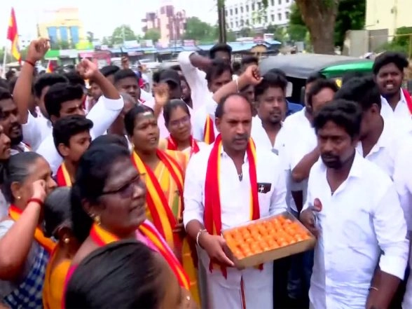 India News | TVK Workers Distribute Sweets, Burst Crackers as Vijay Becomes Tamil Nadu CM