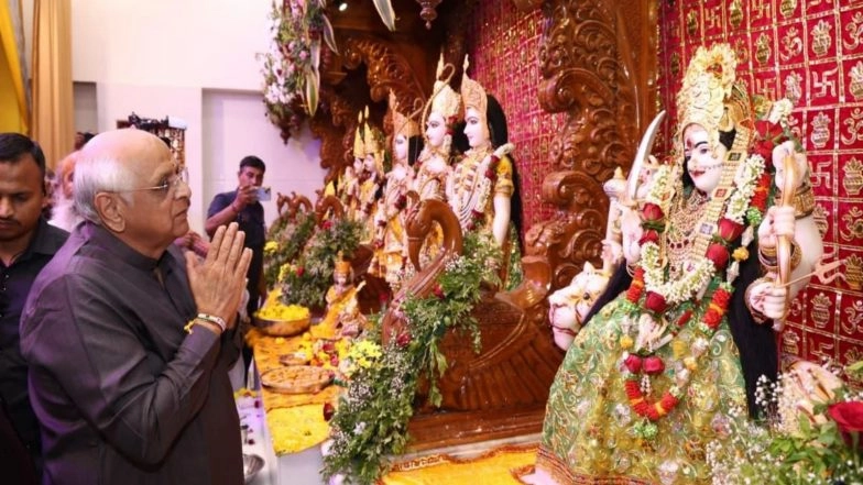 India News | Gujarat CM Bhupendra Patel Offers Prayers at Newly-constructed Shri Ram Darbar in Thaltej