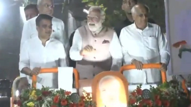 India News | PM Modi Holds Roadshow in Vadodara with Gujarat CM Bhupendra Patel
