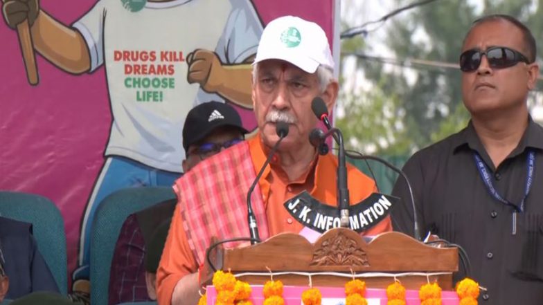 India News | JK: Lt-Guv Manoj Sinha Leads Padyatra as Part of 'Nasha Mukt Jammu and Kashmir Abhiyan'