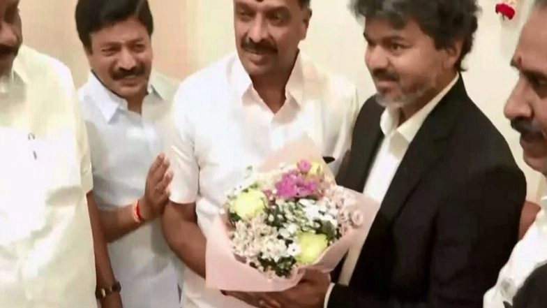 India News | Ahead of Floor Test, TN CM Vijay Meets AIADMK MLA Shanmugam Amid Party Split Speculations