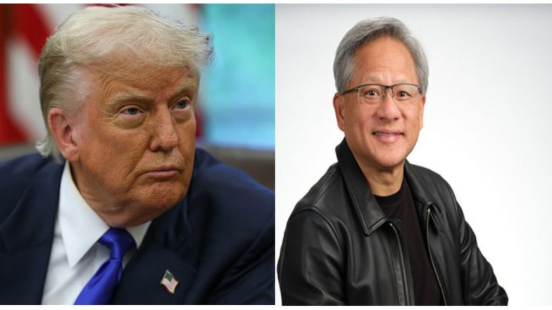 World News | Trump Slams Report of Nvidia CEO Not Being Part of His Delegation for China Visit; Confirms Musk, Cook, Amon's Presence