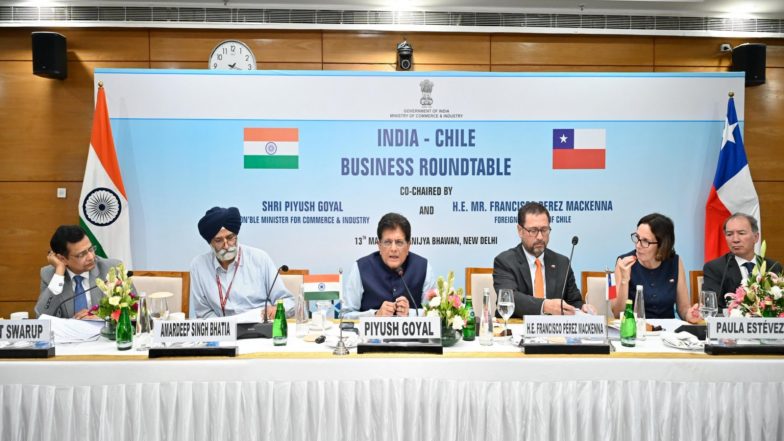 World News | Commerce Minister Piyush Goyal Chairs India-Chile Business Roundtable to Unlock Strategic Ties Across Critical Sectors