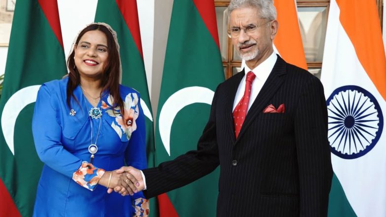 World News | India, Maldives Review Bilateral Cooperation During Meeting Between EAM Jaishankar, FM Iruthisham Adam