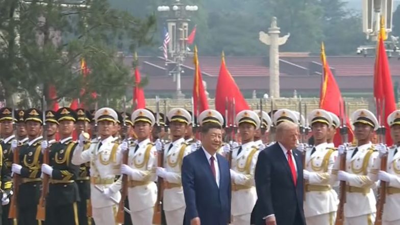 World News | Trump Meets Chinese Counterpart Jinping for 'high-stakes' Meeting in Beijing