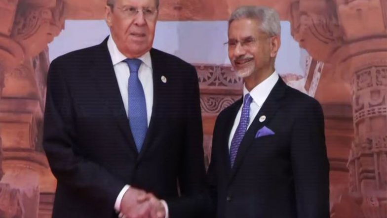 World News | EAM Jaishankar Welcomes Russian FM Sergey Lavrov at BRICS Foreign Ministers' Meeting