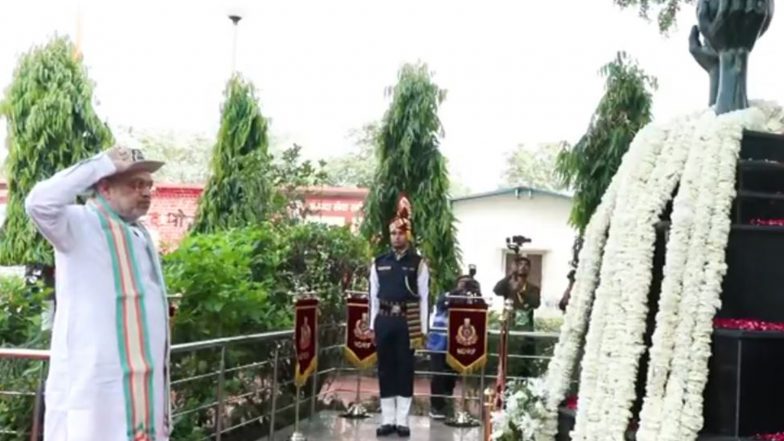India News | Amit Shah Lays Wreath at Veer Shaheed Smarak; Plants Sapling at Maharshi Charak Vatika During NDRF Event