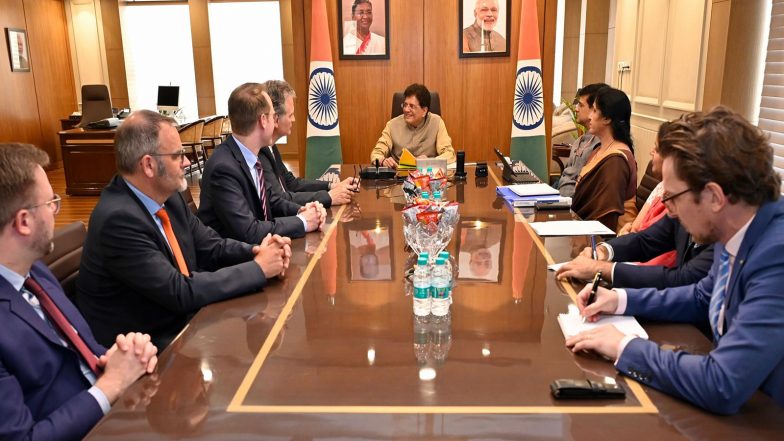 Business News | Piyush Goyal Holds Bilateral Talks with German Policymakers; Explores Textiles, Renewable Energy Collaboration