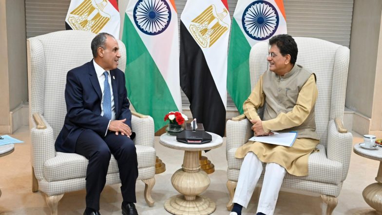 Business News | Piyush Goyal Meets Egyptian Foreign Affairs Minister to Explore Avenues in AI, Pharmaceuticals