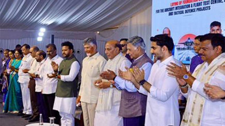 India News | Rajnath Singh, Andhra Pradesh CM Lay Foundation Stones for Strategic Aerospace and Defence Projects