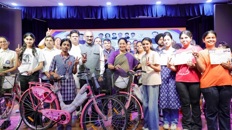 India News | Delhi CM Distributes Bicycles to Meritorious Schoolgirls, Highlights Fuel Conservation Push