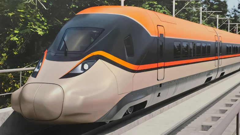 India News | First Look of India's Bullet Train Unveiled, Photo Comes Up at Railways Ministry Gate No 4