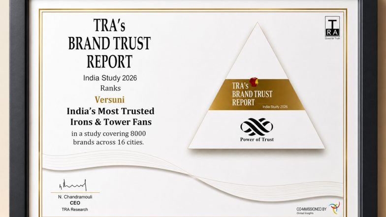 Business News | TRA Brand Trust Report 2026 Recognizes Versuni India as One of India's Most Trusted Brands in the Irons Category