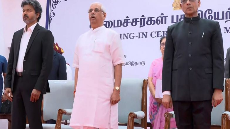 India News | Tamil Nadu CM Vijay Expands Cabinet; Rajesh Kumar and P Vishwanathan Sworn in as Ministers