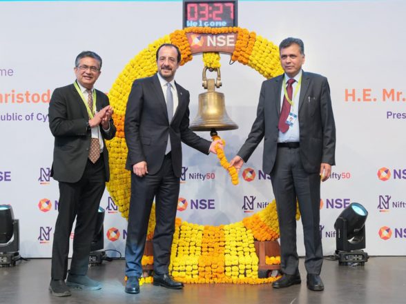 Business News | Cyprus President Nikos Christodoulides Rings NSE Bell During India Visit