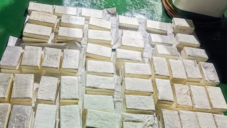 India News | Maritime Narcotics Smuggling: Indian Coast Guard and Gujarat ATS Intercept 115 Kg of Cocaine Near Mundra Port