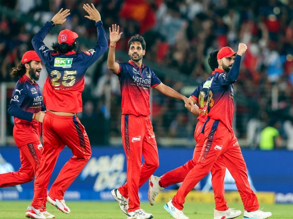 Sports News | IPL 2026 Final: Bhuvneshwar, Hazlewood, Rasikh Restrict GT to 155/8 in Ahmedabad; RCB Need 156 to Defend Title
