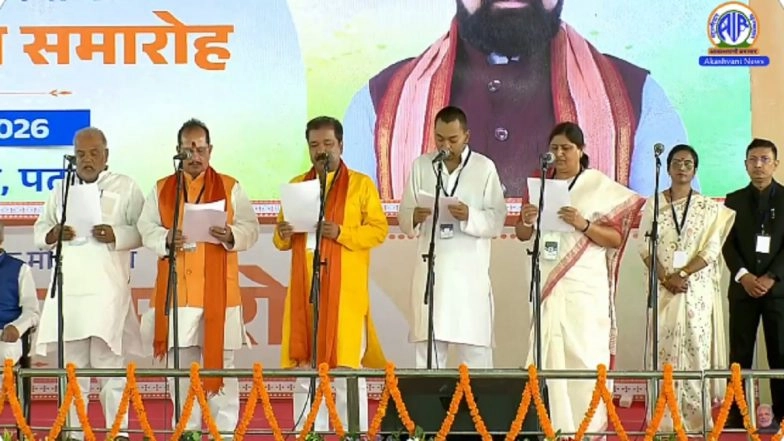 Bihar Cabinet Expansion 2026: Nitish Kumar&rsquo;s Son Nishant Kumar Inducted Into Samrat Choudhary Govt; Vijay Sinha, 31 Others Take Oath in PM Modi&rsquo;s Presence (Watch Videos)
