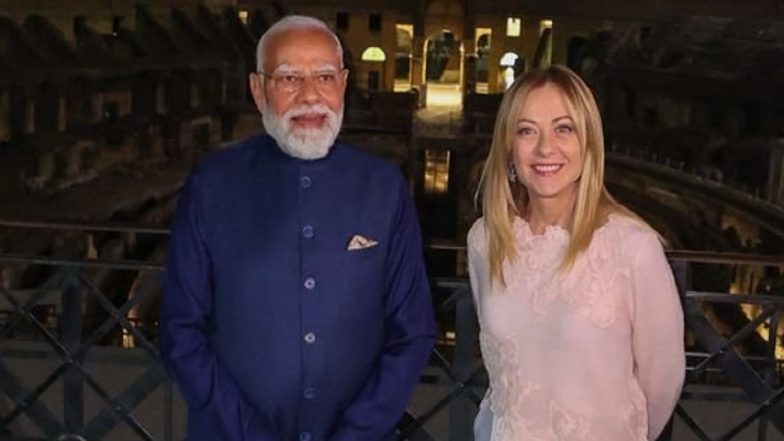 PM Modi in Italy: Prime Minister Narendra Modi, Italian Counterpart Giorgia Meloni Visit Iconic Colosseum After Dinner, Share Pictures