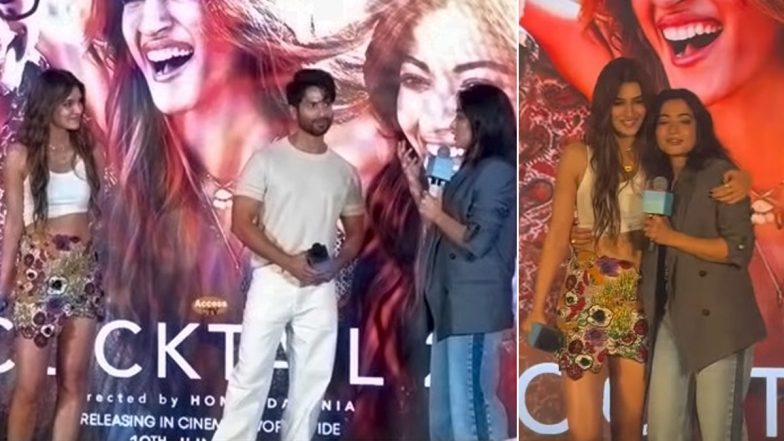 &lsquo;You&rsquo;re F**king Hot&rsquo;: Rashmika Mandanna Confesses Love for Kriti Sanon at &lsquo;Cocktail 2&rsquo; Event (Watch Video)