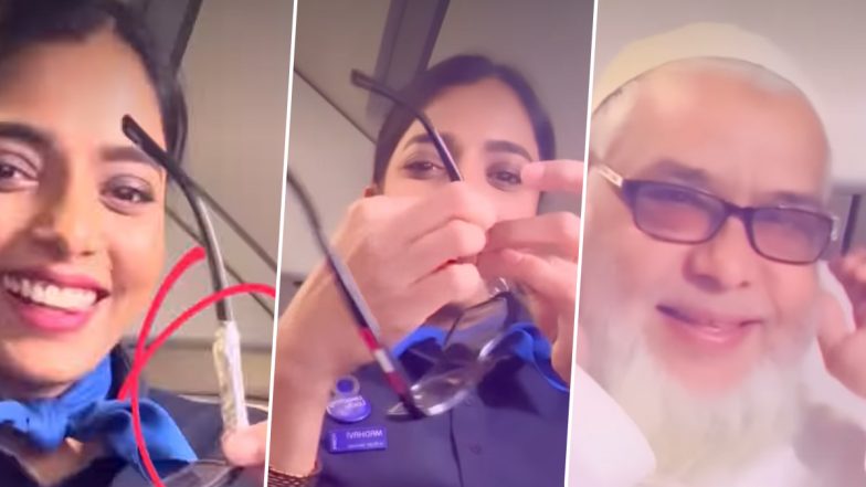 IndiGo Flight Attendant Viral Video: Crew Member Madhavi Chiguru Uses Nail Glue To Fix Passenger&rsquo;s Broken Glasses on Kolkata-Hyderabad Flight