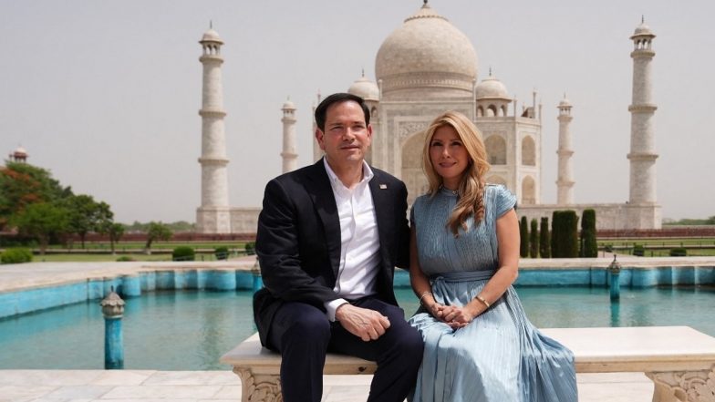 US Secretary of State Marco Rubio Visits Taj Mahal in Agra With Wife Jeanette D Rubio, Calls Monument ‘Beautiful’ (Watch Video)
