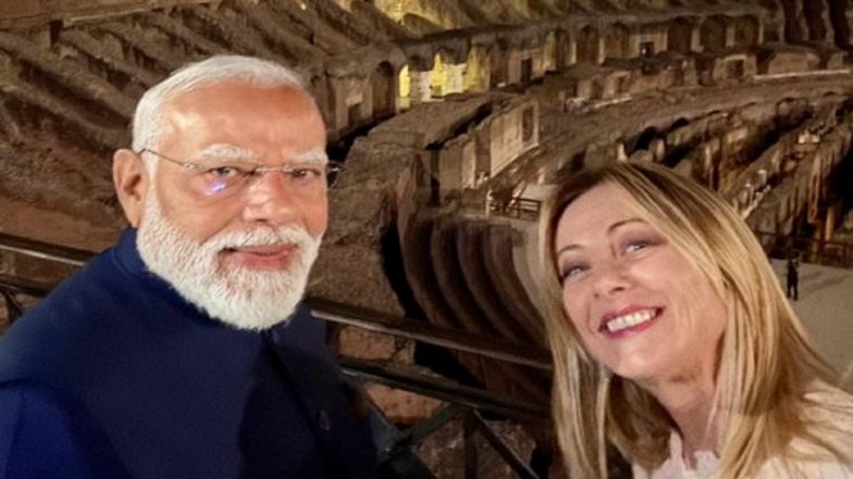 Giorgia Meloni Shares Stunning Colosseum Picture As She Welcomes PM Narendra Modi to Italy, Says &lsquo;Welcome to Rome, My Friend!&rsquo;