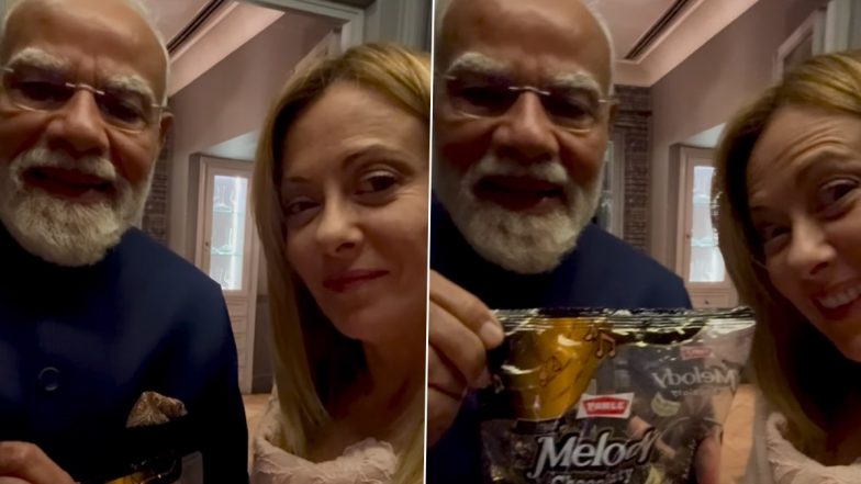 Giorgia Meloni Shares Video As PM Narendra Modi Gifts &lsquo;Melody&rsquo; Chocolates to His Italian Counterpart, Revives Viral &lsquo;Melodi&rsquo; Moment (Watch Video)