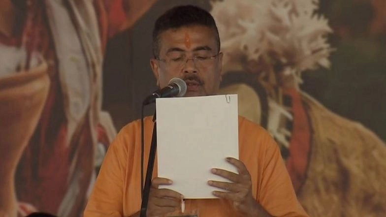Suvendu Adhikari Takes Oath As West Bengal&rsquo;s First BJP Chief Minister; PM Narendra Modi, Amit Shah, Top Leaders Attend (Watch Videos)