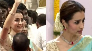 Trisha Krishnan Arrives for TVK Chief Vijay&rsquo;s Tamil Nadu CM Swearing-In Ceremony in Chennai (See Pics and Video)