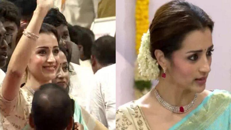 Trisha Krishnan Arrives for TVK Chief Vijay’s Tamil Nadu CM Swearing-In Ceremony in Chennai (See Pics and Video)