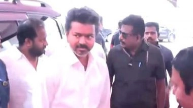 Vijay Swearing-In Ceremony: TVK Chief Arrives at Jawaharlal Nehru Stadium To Take Oath As Tamil Nadu CM (Watch Video)
