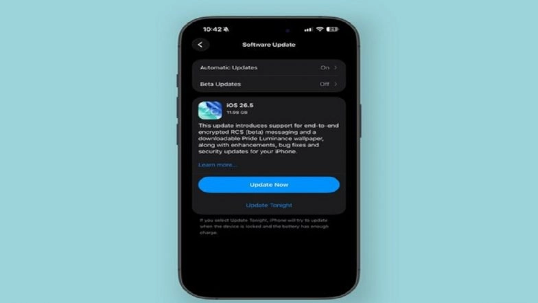 Apple iOS 26.5 Update: Apple Releases iOS 26.5 With Encrypted RCS Messaging and Security Patches; Know Steps To Download the Update