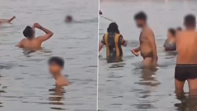 Varanasi: Viral Video Shows Youth Drinking Beer in River Ganga in Varanasi, FIR Registered