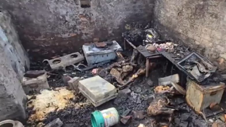 Chhattisgarh Fire: 4 Dead After Massive Blaze Engulfs House in Durg’s Kumhari Area, State Govt Announces INR 36 Lakh Total Compensation (Watch Video)