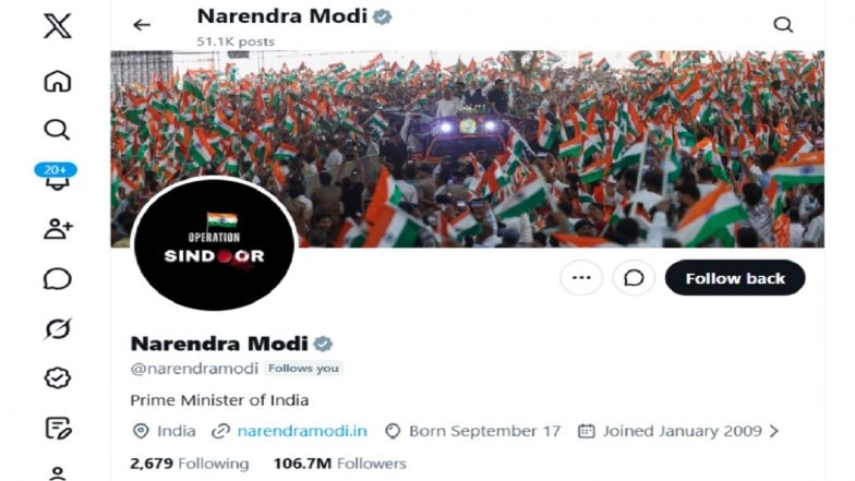 PM Narendra Modi Changes Display Picture on X to &lsquo;Operation Sindoor&rsquo; on Anniversary of Military Operation